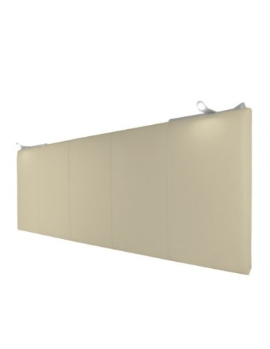 TESTIERA | Spalliera in Ecopelle con 2 Lampade a Led Touch | Colore Avorio | Cuciture Righe | Dimensioni L.180 H.80