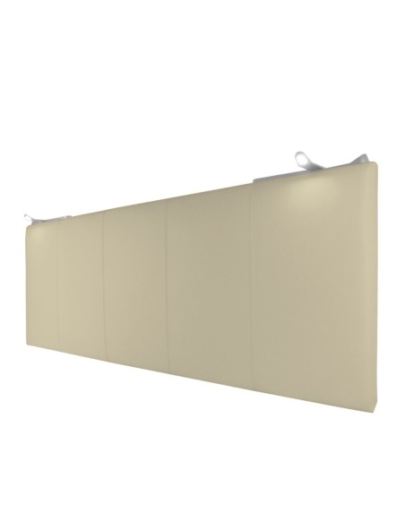 TESTIERA | Spalliera in Ecopelle con 2 Lampade a Led Touch | Colore Avorio | Cuciture Righe | Dimensioni L.180 H.80