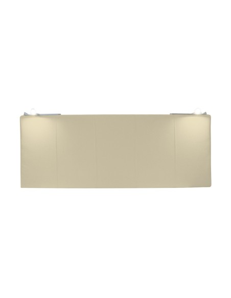 TESTIERA | Spalliera in Ecopelle con 2 Lampade a Led Touch | Colore Avorio | Cuciture Righe | Dimensioni L.180 H.80