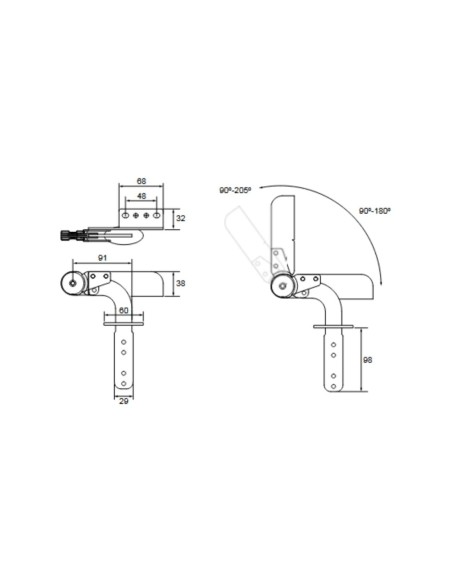 FF02 PIATTO | SET da 4 coppie + Boccole |  Snodo Poggiatesta per divani con stelo Nero | Inclinazione 90- 205°