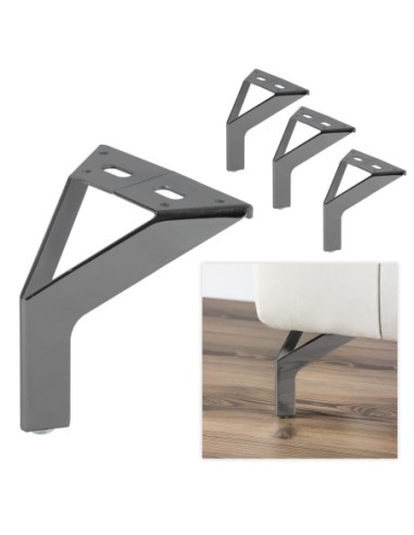 NEW SIENA | Set of 4 Legs and 16 Screws | Black Nickel Finish | H.12,5 cm | Legs for Sofas and Armchairs
