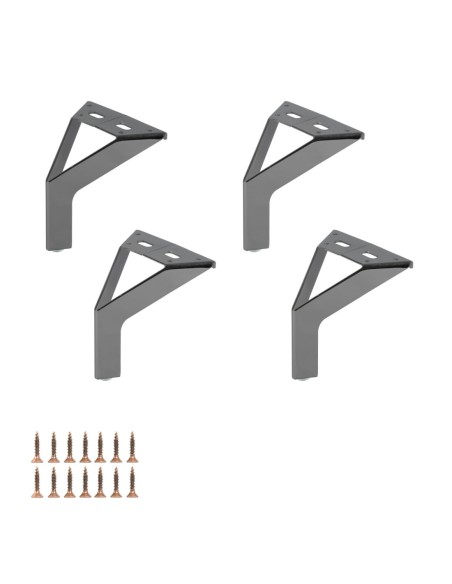 NEW SIENA | SET da 4 Piedi e 16 viti | Nickel Nero | H.12,5 cm | Piedini per divani e poltrone |