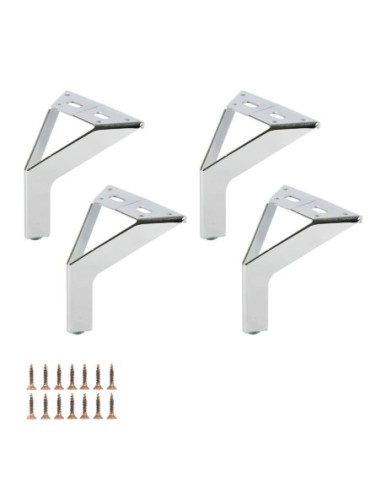 NEW SIENA | Set of 4 Legs and 16 Screws | Chrome Finish | H.12,5 cm | Legs for Sofas and Armchairs