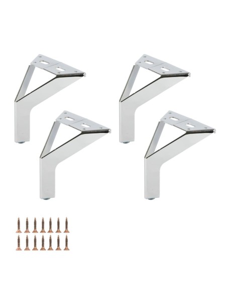 NEW SIENA | SET da 4 Piedi e 16 viti | Cromo Lucido | H.12,5 cm | Piedini per divani e poltrone |