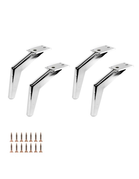 CASABLANCA | Set of 4 Legs and 16 Screws | Chrome Finish | H.16 cm | Legs for Sofas and Armchairs