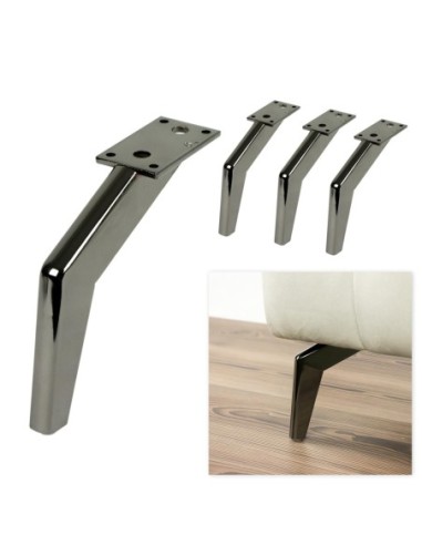 CASABLANCA | Set of 4 Legs and 16 Screws | Black Nickel  Finish | H.16 cm | Legs for Sofas and Armchairs