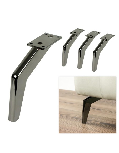 CASABLANCA | SET da 4 Piedi e 16 viti | Nickel Nero | H.16 | Piedini per divani e poltrone