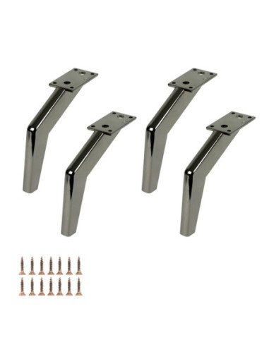 CASABLANCA | Set of 4 Legs and 16 Screws | Black Nickel  Finish | H.16 cm | Legs for Sofas and Armchairs