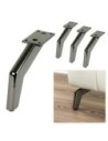 CASABLANCA | Set of 4 Legs and 16 Screws | Black Nickel Finish | H.13 cm | Legs for Sofas and Armchairs