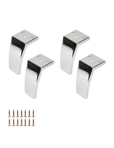 CHELSEA 381 | SET da 4 Piedi e 16 viti | Cromato | H.12 cm | Piedini per divani e poltrone |