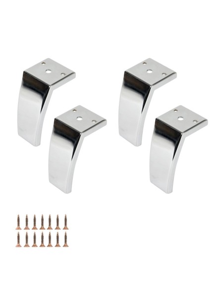 CHELSEA 381 | Set of 4 Legs and 16 Screws | Chrome Finish | H.12 cm | Legs for Sofas and Armchairs