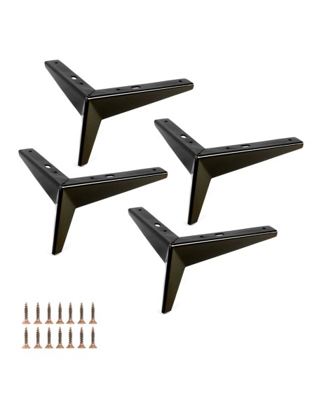 CAMBRIDGE | Set of 4 Legs and 16 Screws | Black Nickel Finish | H.13 cm | Legs for Sofas and Armchairs