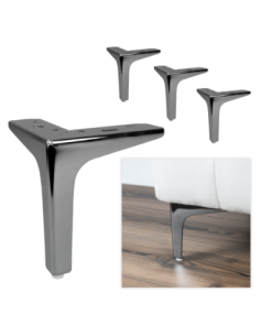 SIENA 13 | Set of 4 Legs and 16 Screws | Black Nickel Finish | H.13 cm | Legs for Sofas and Armchairs