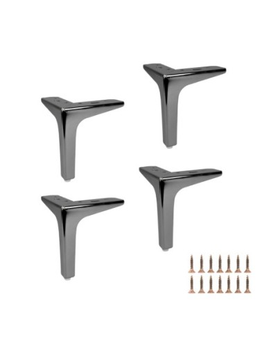 SIENA 13 | Set of 4 Legs and 16 Screws | Black Nickel Finish | H.13 cm | Legs for Sofas and Armchairs