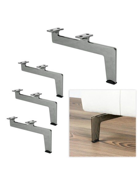 NEWMAN | Set of 4 Legs and 16 Screws | Black Nickel Finish | H.12,5 cm | Legs for Sofas and Armchairs