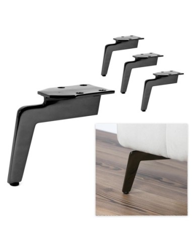 MANTOVA | SET da 4 Piedi e 16 viti | Nickel Nero | H.17 | Piedini per divani e letti |