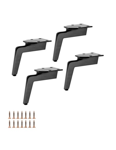 MANTOVA | SET da 4 Piedi e 16 viti | Nickel Nero | H.17 | Piedini per divani e letti |