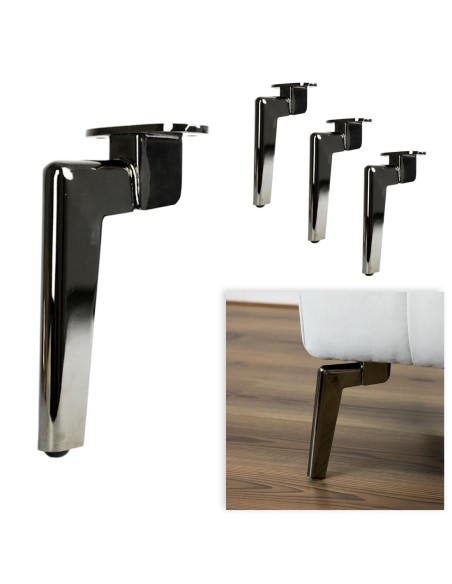OXFORD | Set of 4 Legs and 16 Screws | Black Nickel Finish | H.17,5 cm | Legs for Sofas and Armchairs