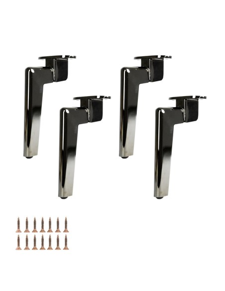 OXFORD | Set of 4 Legs and 16 Screws | Black Nickel Finish | H.17,5 cm | Legs for Sofas and Armchairs