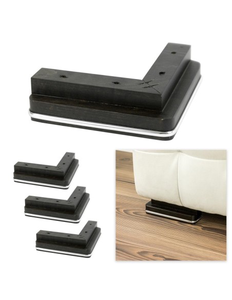 GENIUS JESOLO S557 | SET 4 Piedi in legno | Dimensioni: H.4,5 - L.16 cm | Wenghè | Piedini per divani e poltrone