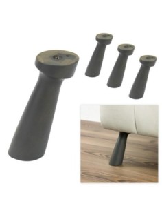 BAOBAB | SET 4 Piedi in legno con piastra e 4 viti | Colore: Grigio Londra | H.15 | Piedini per divani e poltrone