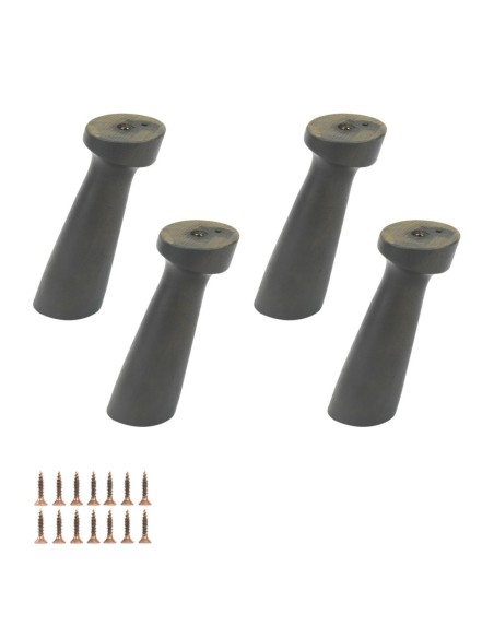 BAOBAB | Set 4 Legs + Mounting Plates +4 Screws | London Grey Finish| H.15 cm | Sofas and Furniture Wooden Legs