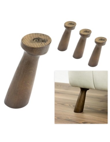 BAOBAB | SET 4 Piedi in Legno con piastra e 4 viti | Rovere Tabacco | H.15 cm | Piedini per divani e poltrone