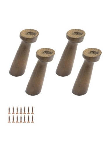 BAOBAB | SET 4 Piedi in Legno con piastra e 4 viti | Rovere Tabacco | H.15 cm | Piedini per divani e poltrone