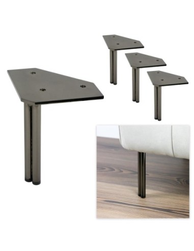 TWINNY DOPPIO | SET da 4 Piedi e 16 viti | Nickel Nero | H. 14 | Piedini per divani e poltrone |