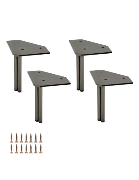 TWINNY DOPPIO | SET da 4 Piedi e 16 viti | Nickel Nero | H. 14 | Piedini per divani e poltrone |