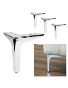 SIENA 15 | SET da 4 Piedi e 16 viti | Cromo Lucido | H.15 cm | Piedini per divani-poltrone |