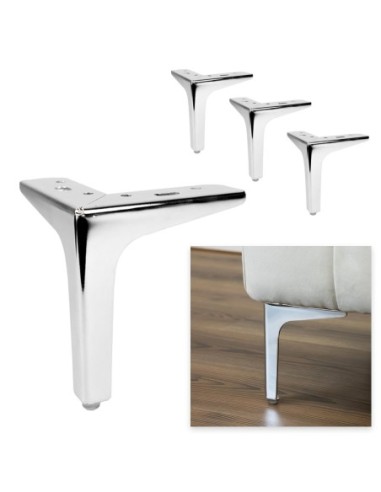 SIENA 15 | SET da 4 Piedi e 16 viti | Cromo Lucido | H.15 cm | Piedini per divani-poltrone |