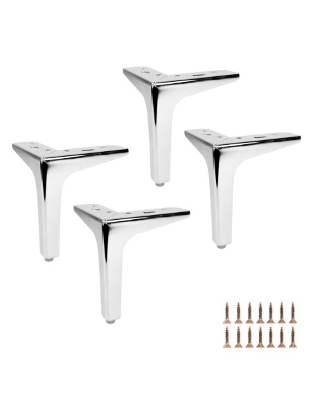 SIENA 15 | SET da 4 Piedi e 16 viti | Cromo Lucido | H.15 cm | Piedini per divani-poltrone |