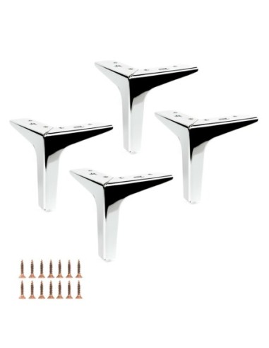 SIENA 13 | SET da 4 Piedi e 16 viti | Cromo Lucido | H.13 cm | Piedini per divani-poltrone |