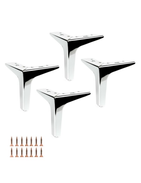 SIENA | Set of 4 Legs and 16 Screws | Chrome Finish | H.13 cm | Legs for Sofas and Armchairs