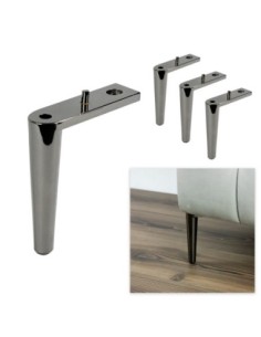 LAYNE | SET da 4 Piedi e 16 viti | Nickel Nero | H.12 | Piedini per divani-poltrone |