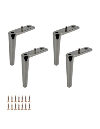 LAYNE | SET da 4 Piedi e 16 viti | Nickel Nero | H.12 | Piedini per divani-poltrone |