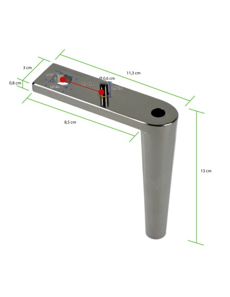 LAYNE | SET da 4 Piedi e 16 viti | Nickel Nero | H.12 | Piedini per divani-poltrone |