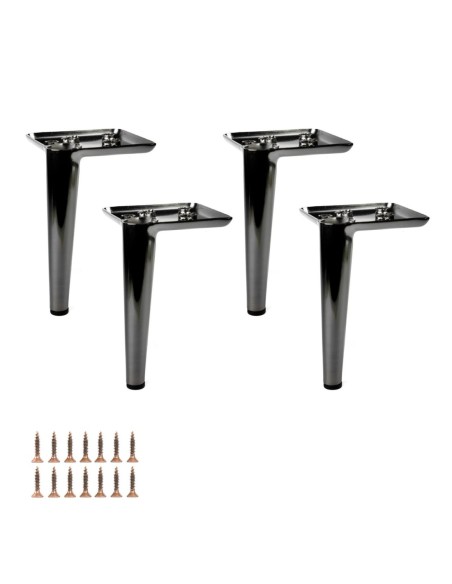 AGO 17 | SET da 4 Piedi e 16 viti | Nickel Nero | H.17 | Piedini per divani-poltrone |