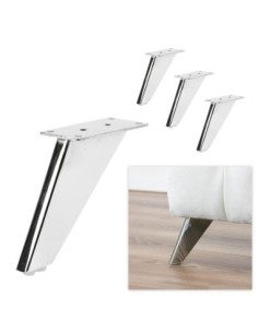 LALIK | Set of 4 Legs and 16 Screws | Chrome Finish | H.12 cm | Legs for Sofas and Armchairs