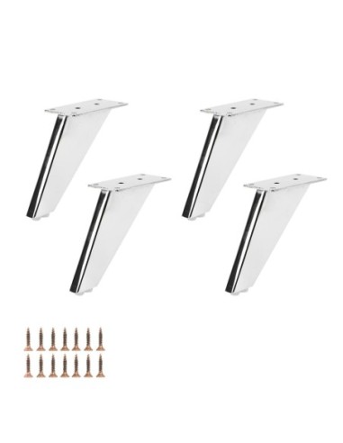 LALIK | Set of 4 Legs and 16 Screws | Chrome Finish | H.12 cm | Legs for Sofas and Armchairs