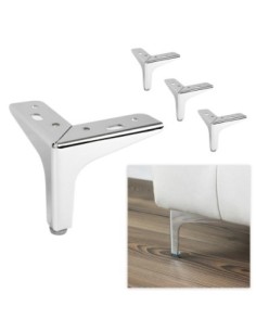 SIENA 10 | SET da 4 Piedi e 16 viti | Cromo Lucido | H.10 cm | Piedini per divani-poltrone |
