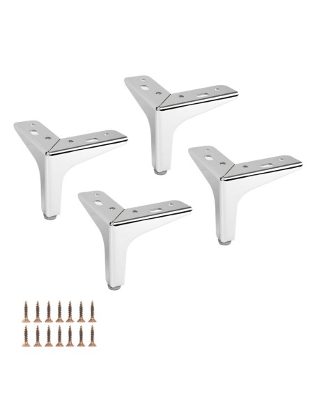 SIENA 10 | SET da 4 Piedi e 16 viti | Cromo Lucido | H.10 cm | Piedini per divani-poltrone |