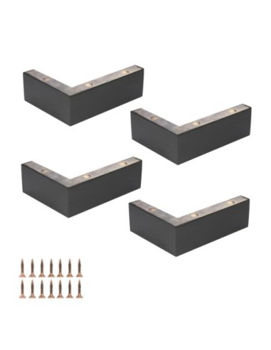 SIS | SET of 4 Wooden Legs | Wenghè Color | H.6,5 - L.15x20 cm | Sofas and Furniture Wooden Legs
