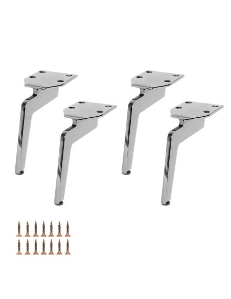 MANTOVA| Set of 4 Legs and 16 Screws | Chrome Finish | H.13 cm | Legs for Sofas and Armchairs