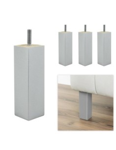 G1 | SET of 4 Wooden Legs | Aluminium Color | Height 6 cm | Sofas and Furniture Wooden Legs