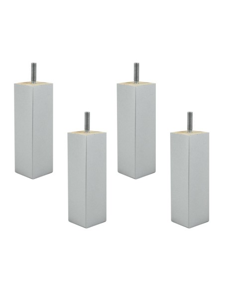 G1 | SET 4 Piedi in Legno | Colore Alluminio | Altezza 16 cm | Gambe in Legno per divani e mobili