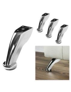 LISBONA | Set of 4 Legs and 16 Screws | Chrome Finish | H.9 cm | Legs for Sofas and Armchairs