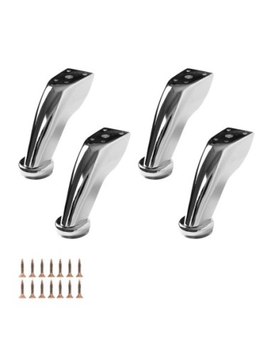 LISBONA | Set of 4 Legs and 16 Screws | Chrome Finish | H.9 cm | Legs for Sofas and Armchairs