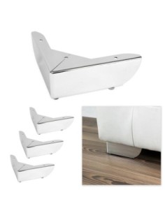 GROSSETO | Set of 4 Legs and 16 Screws | Chrome Finish | H.5 / L.15x15 cm | Legs for Sofas and Armchairs
